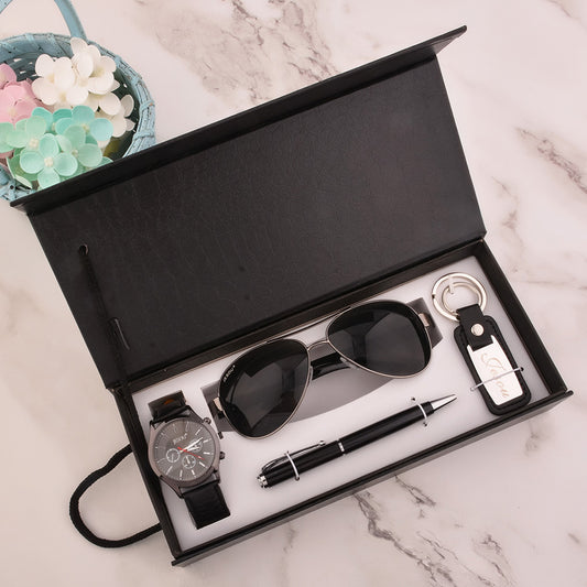 Creative Combination Set Exquisitely Packed Watch   Pen  Sunglasses  Keychain Mens Gift Set