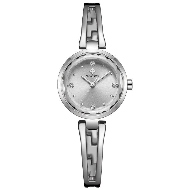 Quartz Watch with Diamond Dial and Stylish Metal Chain - Women's Fashion Timepiece