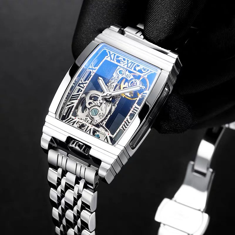 Double-sided hollow mechanical watch