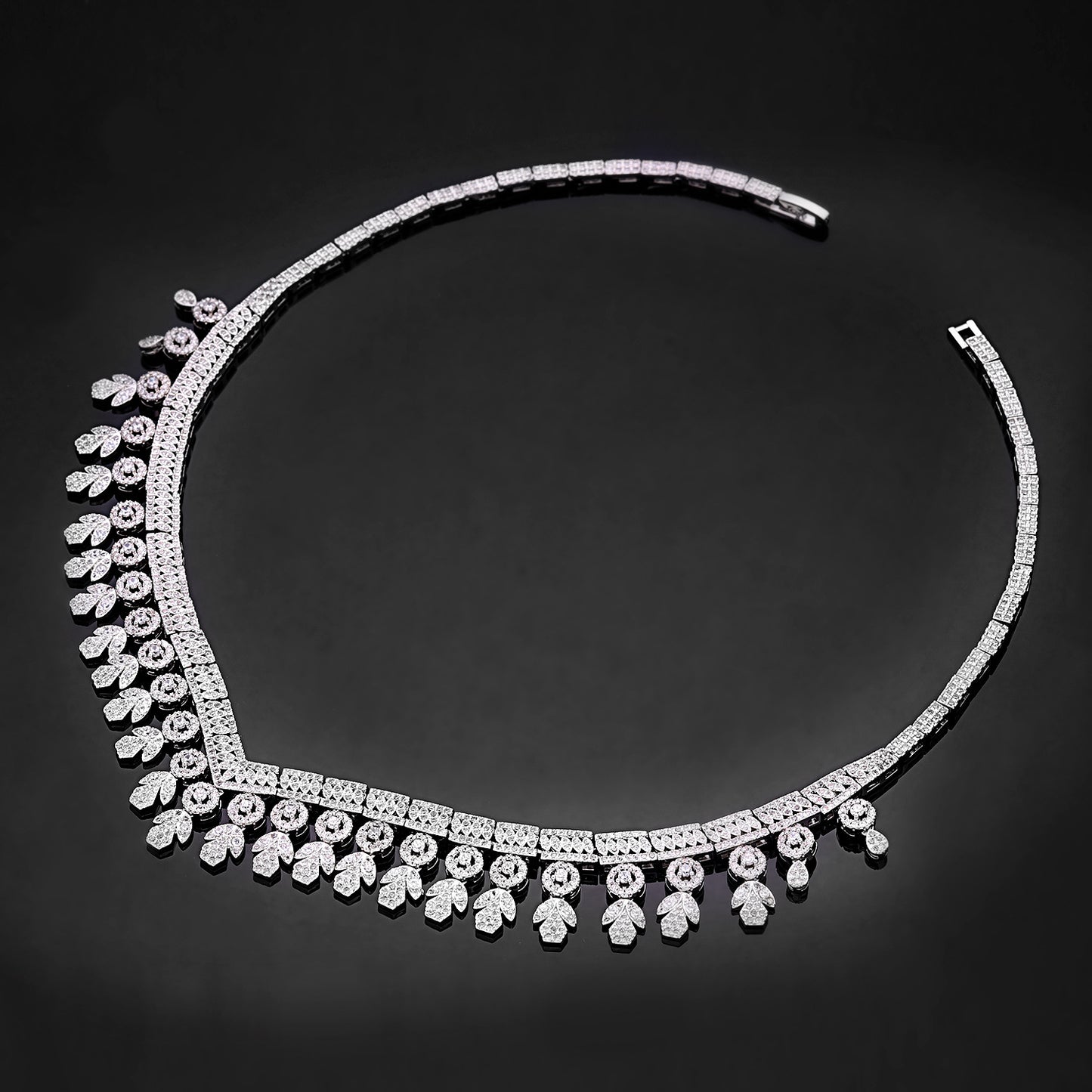 Necklace Earring Ring Tassel Jewelry Full Diamond Suit