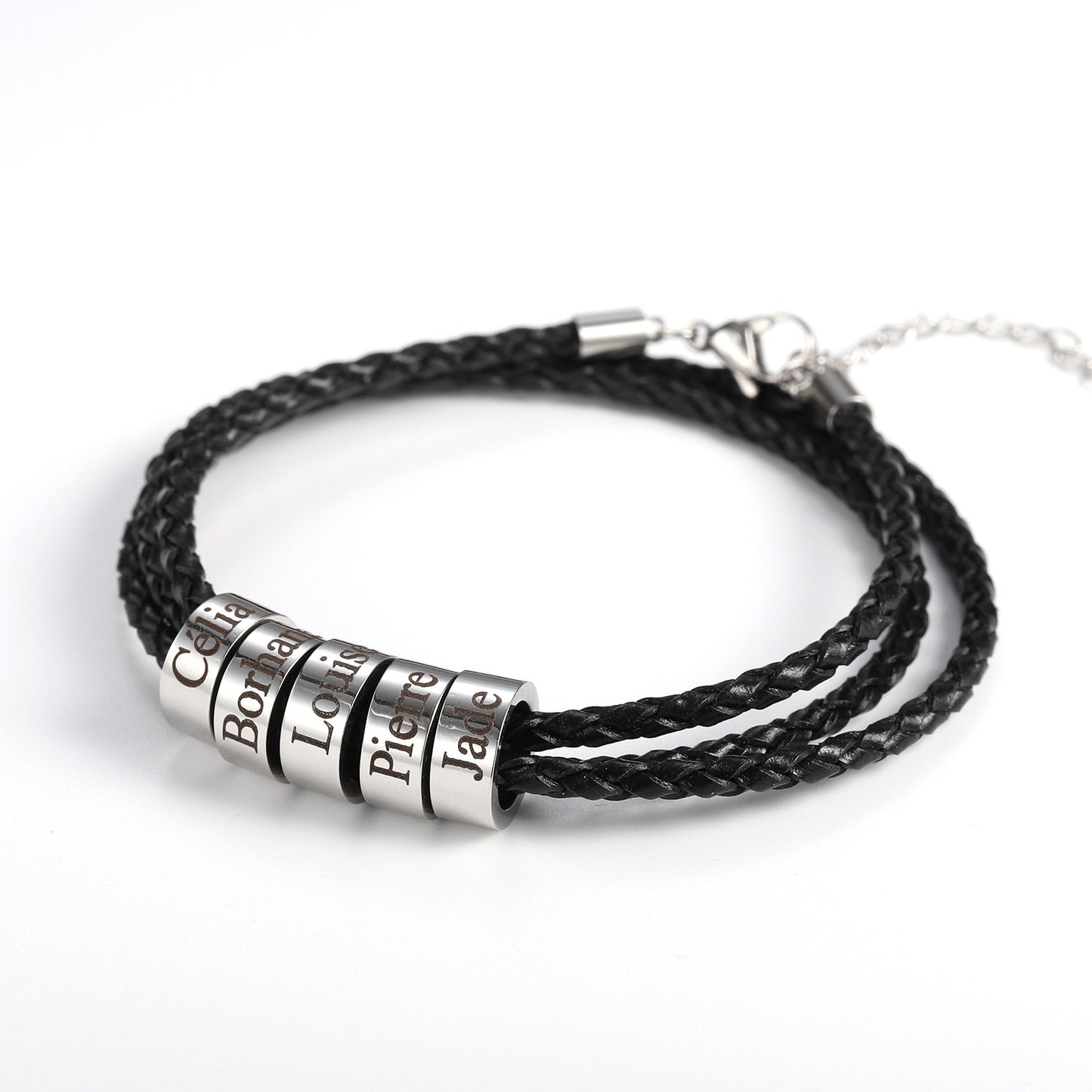 Custom Name Leather Cord Braided Personalized Bracelet
