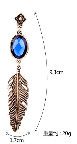Wild gem-leaf pendant earrings
