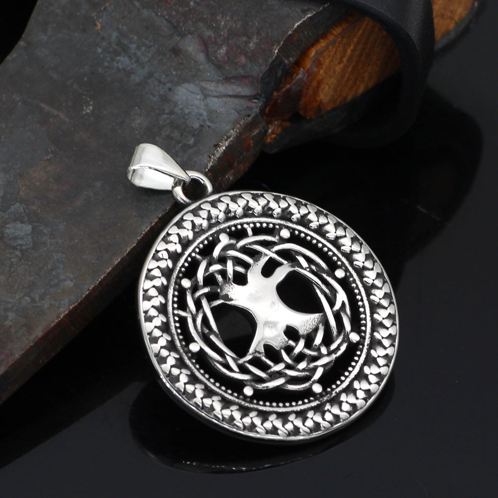 Mens Fashion Stainless Steel Hollow Viking Tree Of Life Necklace