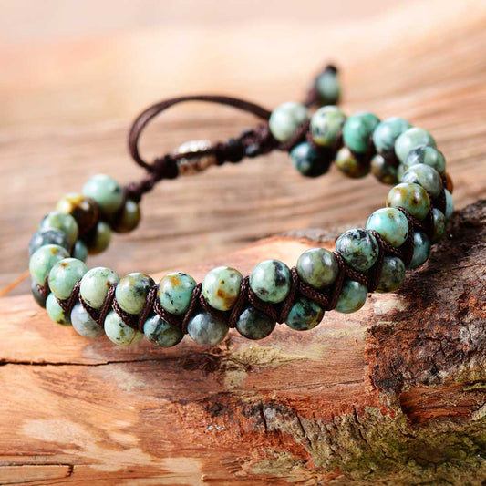 Double Row Natural Stone Multi-layer Braided Bracelet