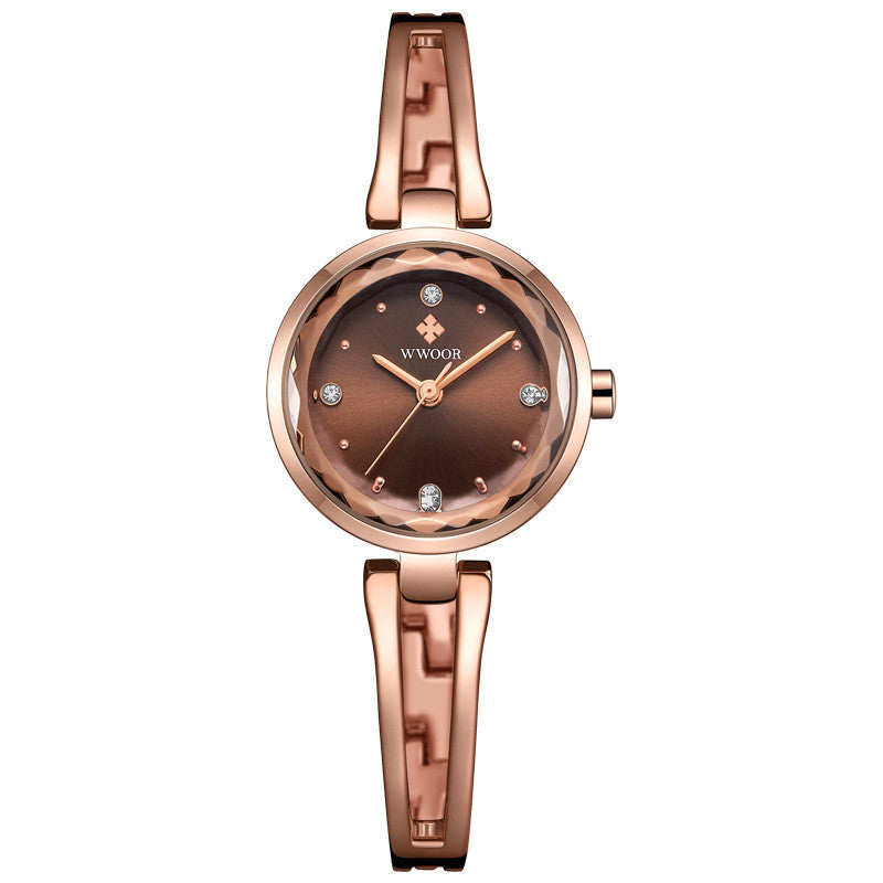 Quartz Watch with Diamond Dial and Stylish Metal Chain - Women's Fashion Timepiece