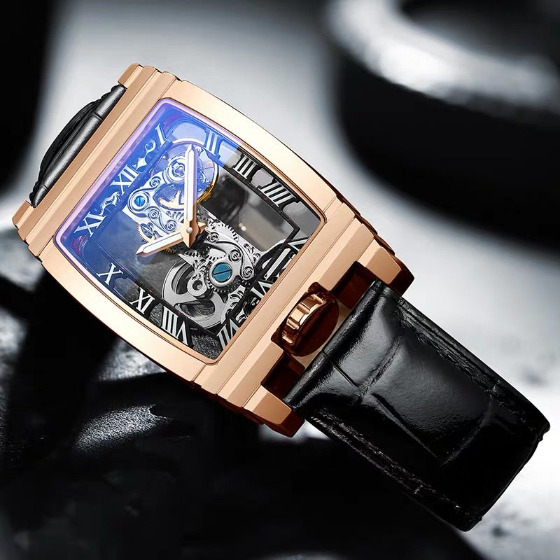 Double-sided hollow mechanical watch