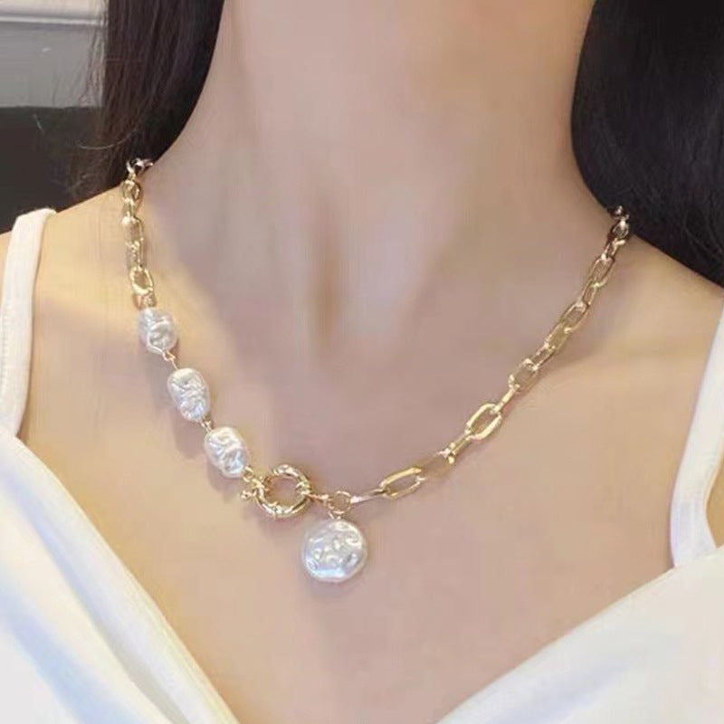 Retro Sterling Silver Baroque Pearl Necklace
