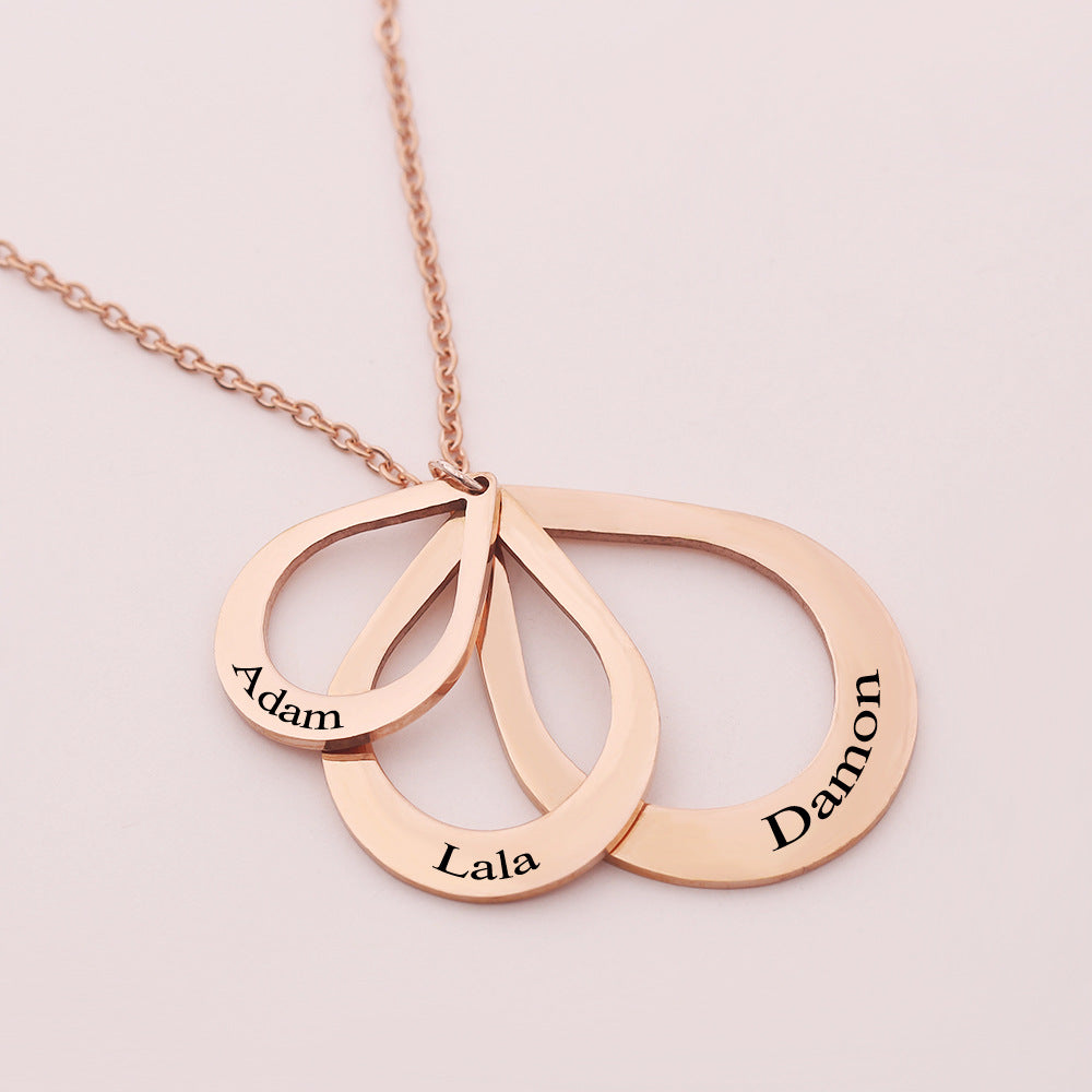 Stainless steel three name custom necklace