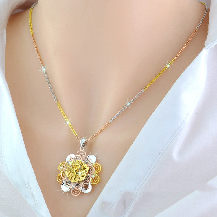 925 Sterling Silver 18K Color Gold Plated Necklace