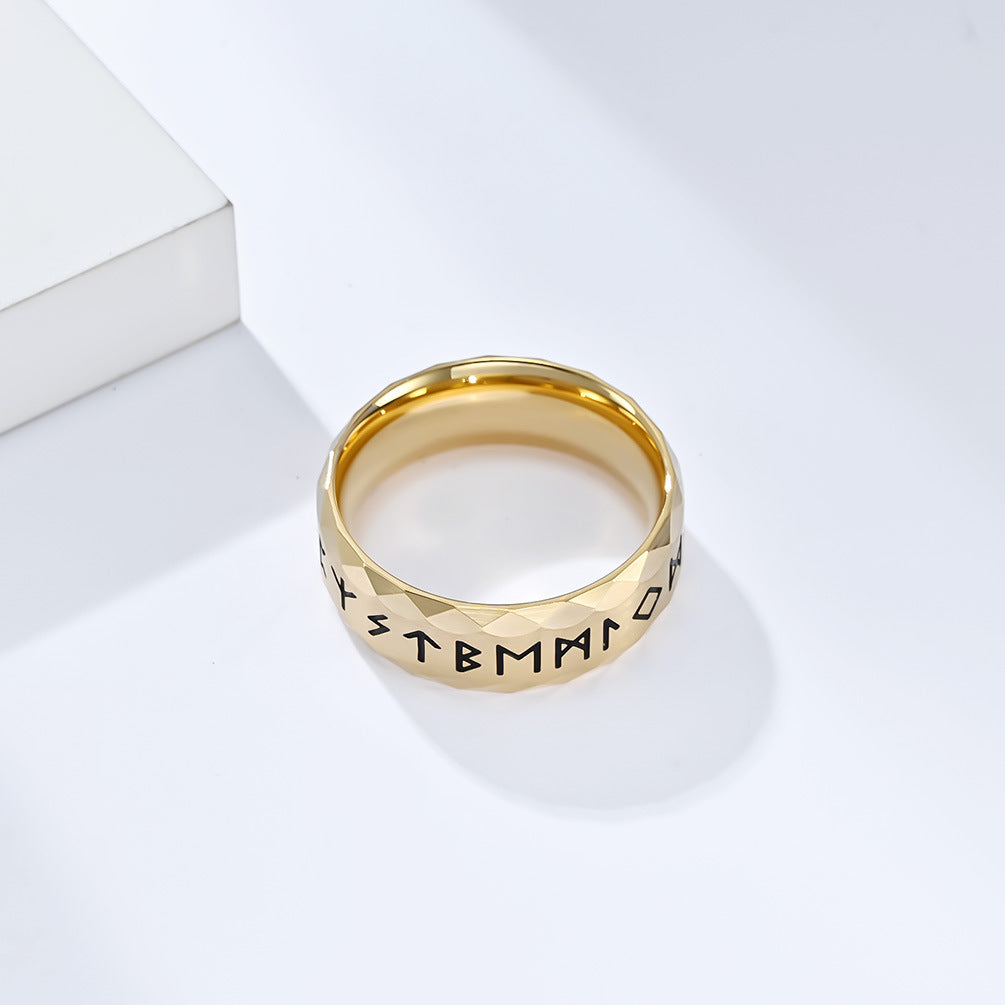 Mens Fashion Vintage Viking Text Titanium Ring